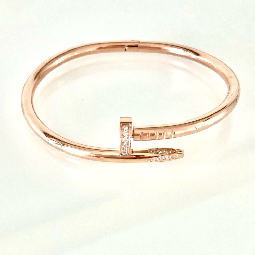 Rose Gold NAIL Classic Model Bracelet with Zirconia Stones
